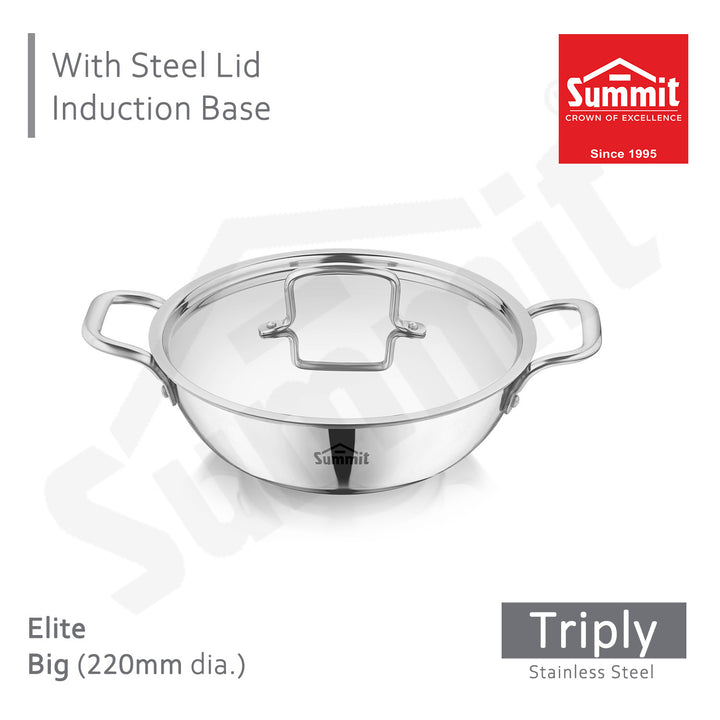 Summit Kadai Triply Big Induction With Steel Lid