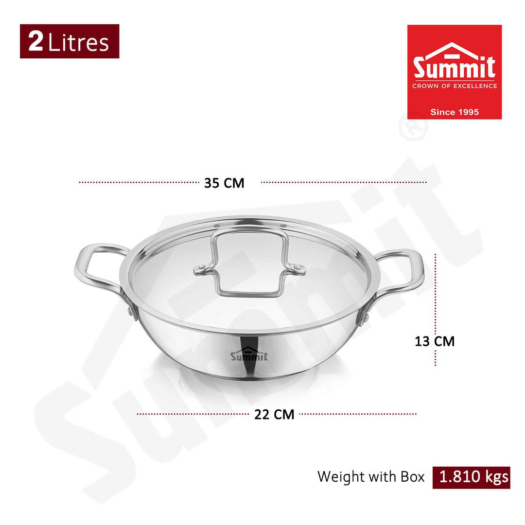 Summit Kadai Triply Big Induction With Steel Lid