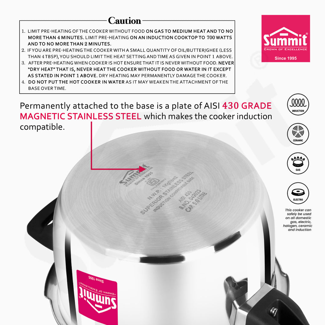 Summit Triply Outer Lid 5L Pressure Cooker